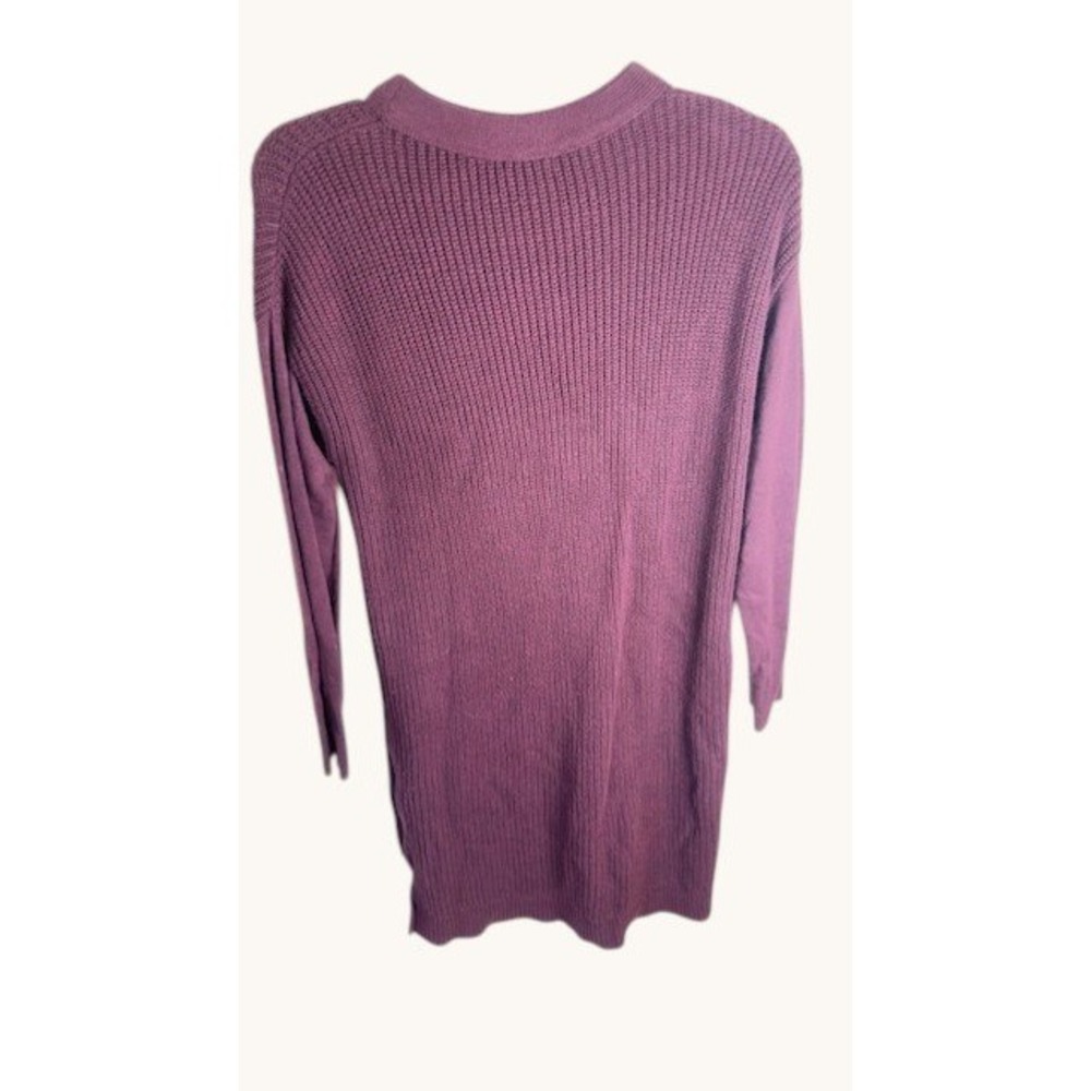 Halogen Ribbed Knit Sweater Dress Burgundy Mock Neck Side Zip Womens Medium - Picture 2 of 9
